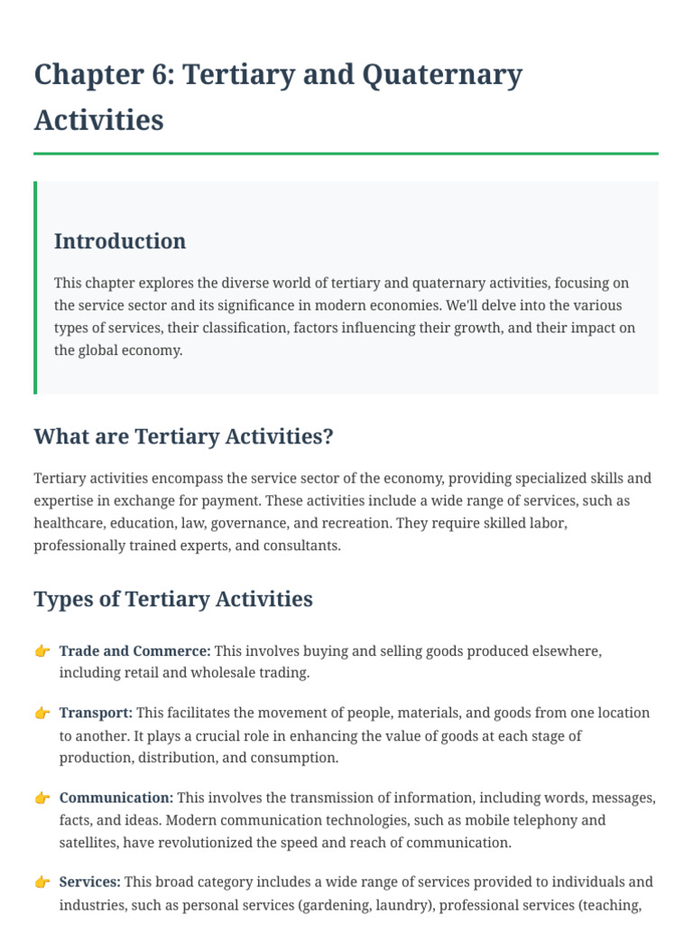 Chapter 6 - Tertiary and Quaternary Activities | PDF | Outsourcing ...