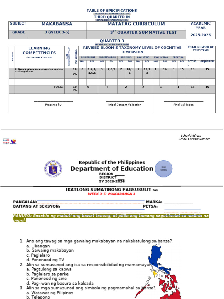 Makabansa 3 - WEEK 3-5 | PDF