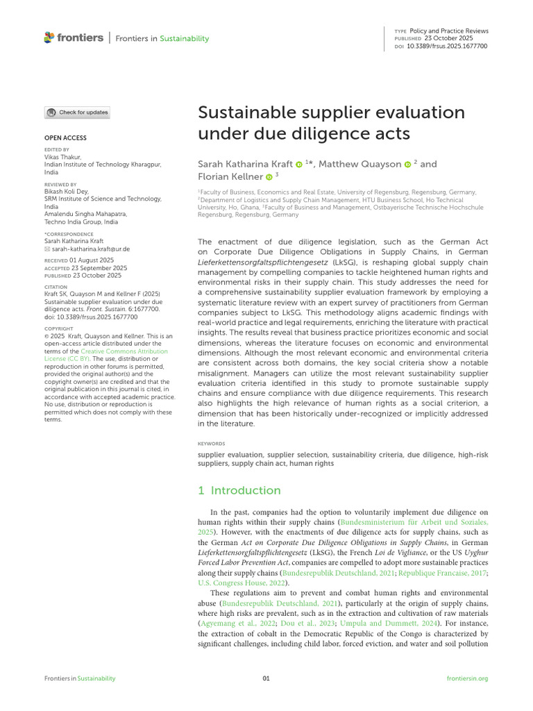 Sustainable Supplier Evaluation Framework | PDF | Sustainability ...
