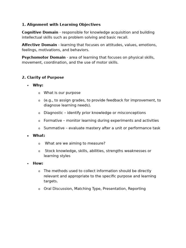 Learning Objectives and Assessment Methods | PDF