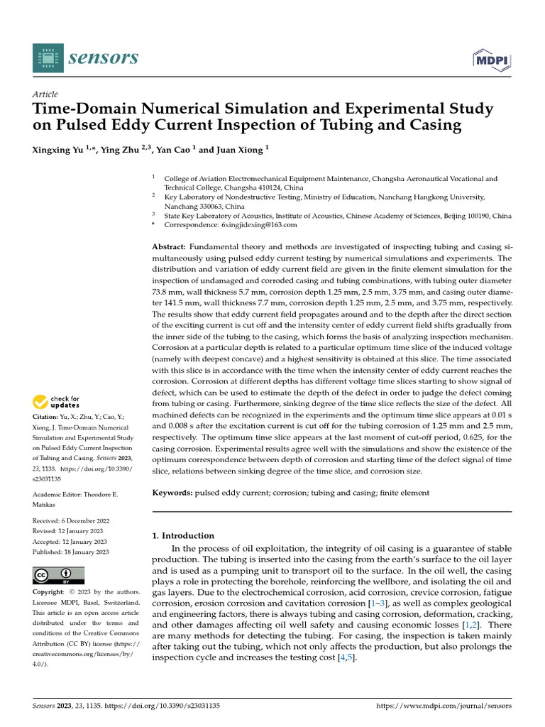Time-Domain Numerical Simulation and Experimental Study On Pulsed Eddy ...