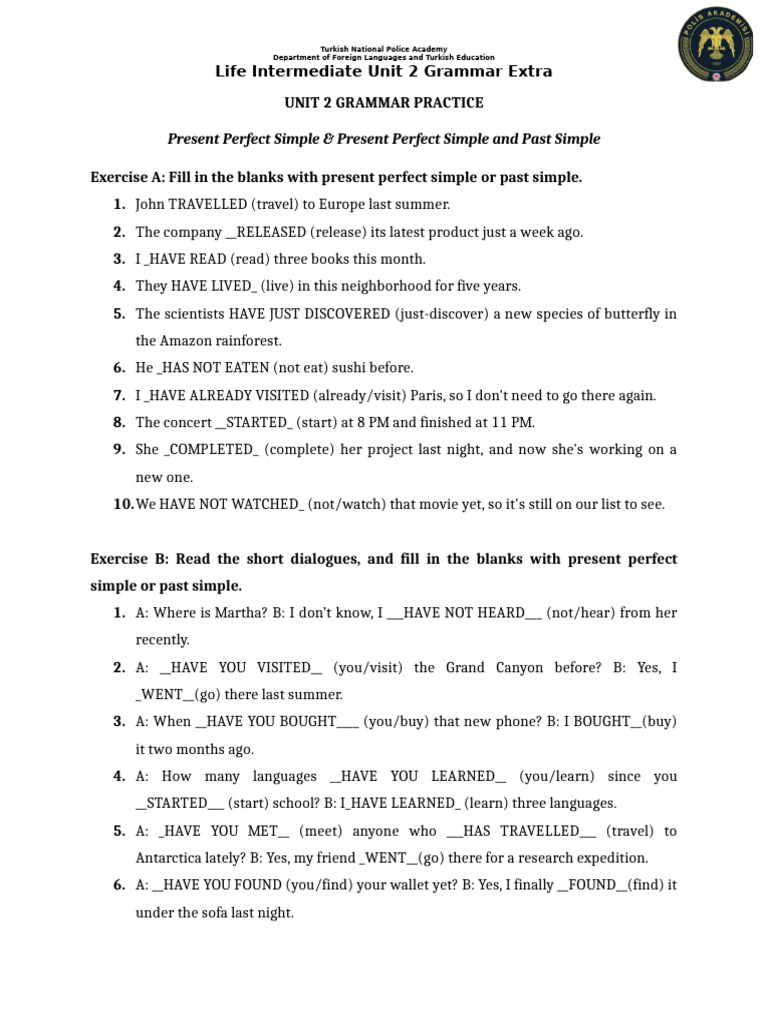 Life INT Unit 2 Grammar Extra AK | PDF | Artificial Intelligence ...