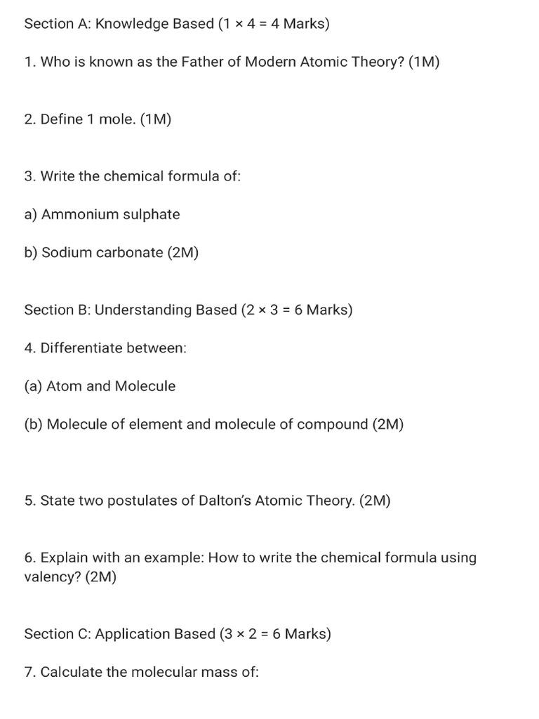 Chemistry Ch3 Worksheet | PDF