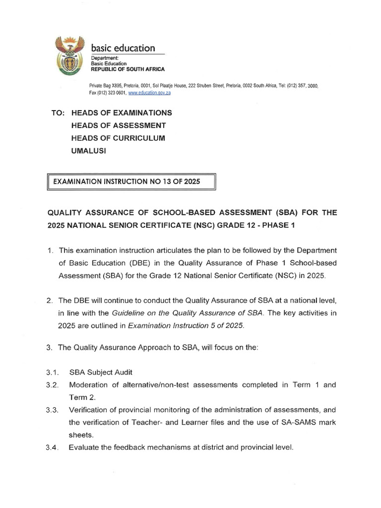 National Exam Instruction On The Phase 1 | PDF
