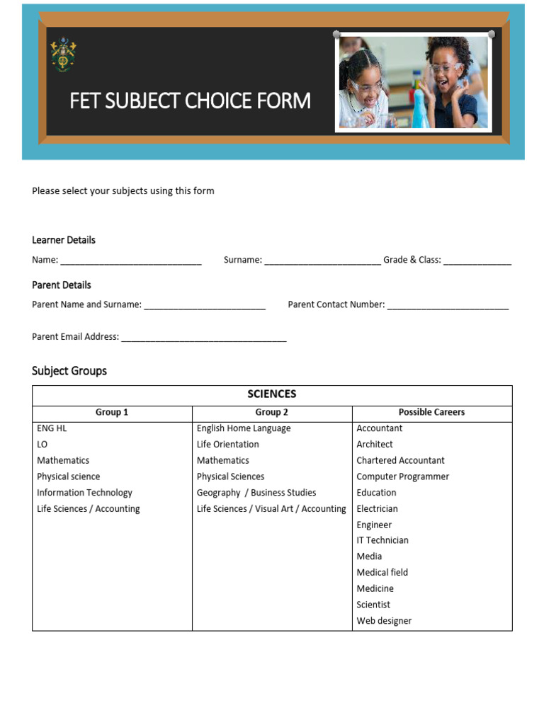 Glen High School Subject Choice Form 2025 | PDF | Science
