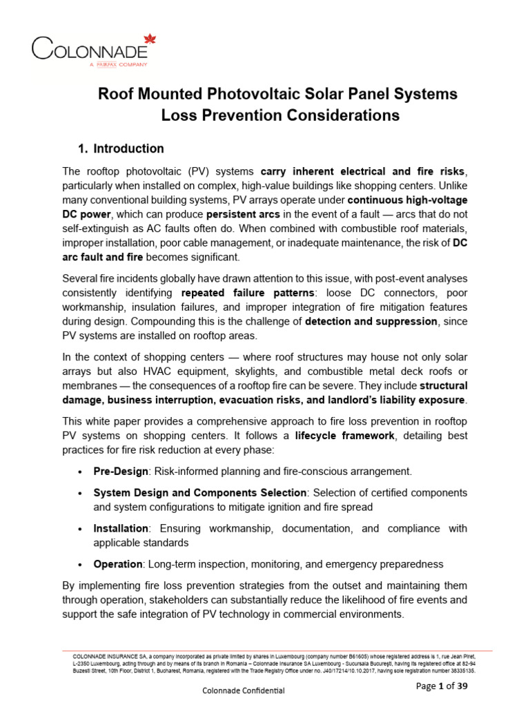 Fire Risk Management for PV Systems | PDF | Photovoltaic System ...