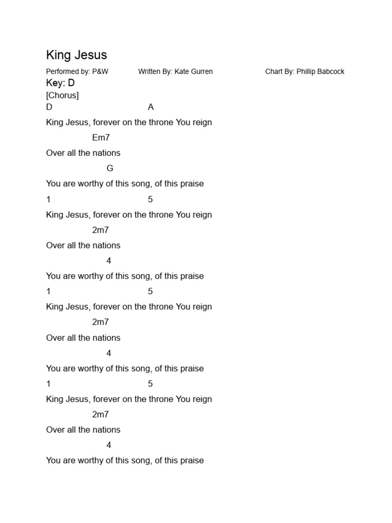King Jesus Worship Song Lyrics | PDF