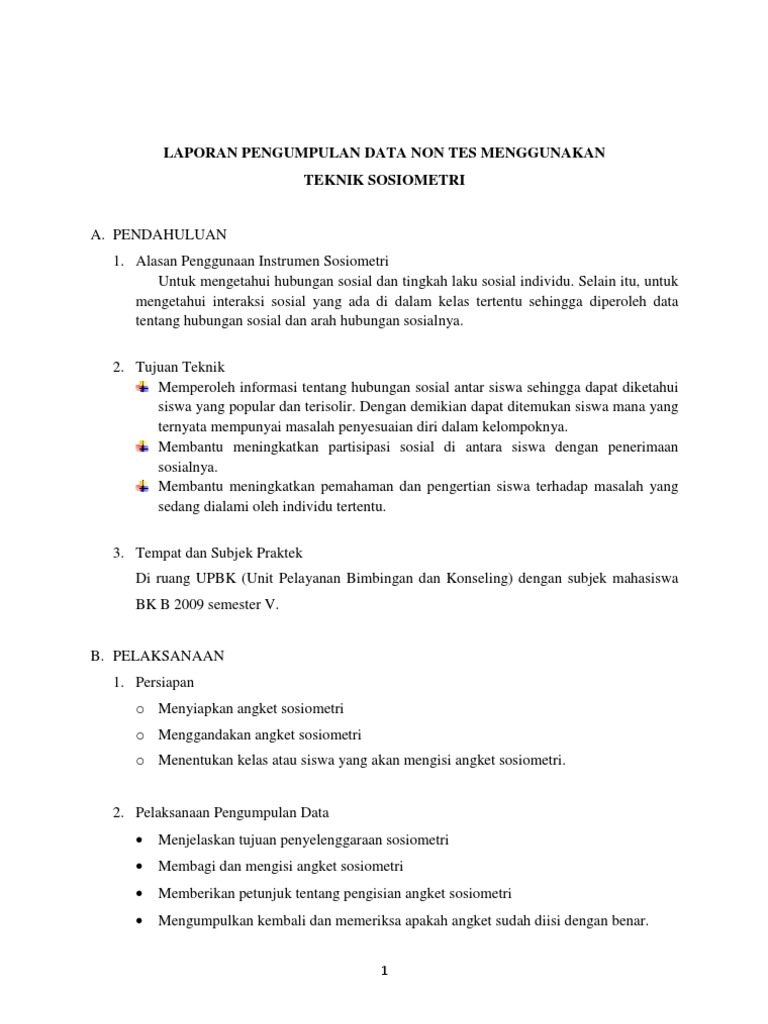 (2) Laporan Pengumpulan Data Non Tes Menggunakan