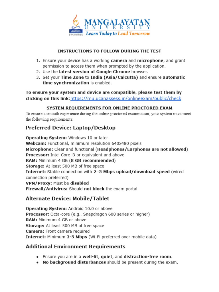 Online Exam Setup and Instructions | PDF | Computing | Computer Engineering