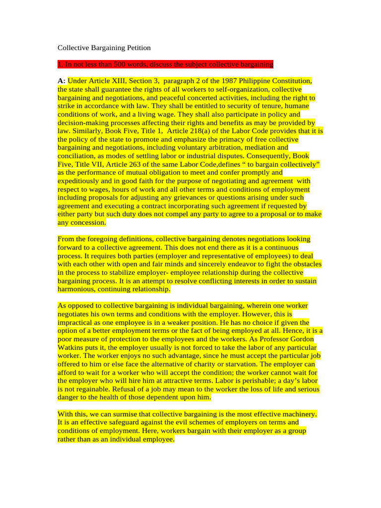 Understanding Collective Bargaining Rights | PDF | Employment ...