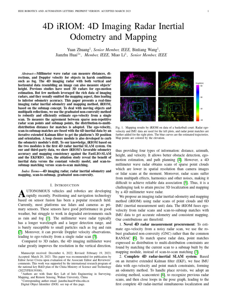 4D Imaging Radar Odometry & Mapping | PDF | Radar | Inertial Navigation ...