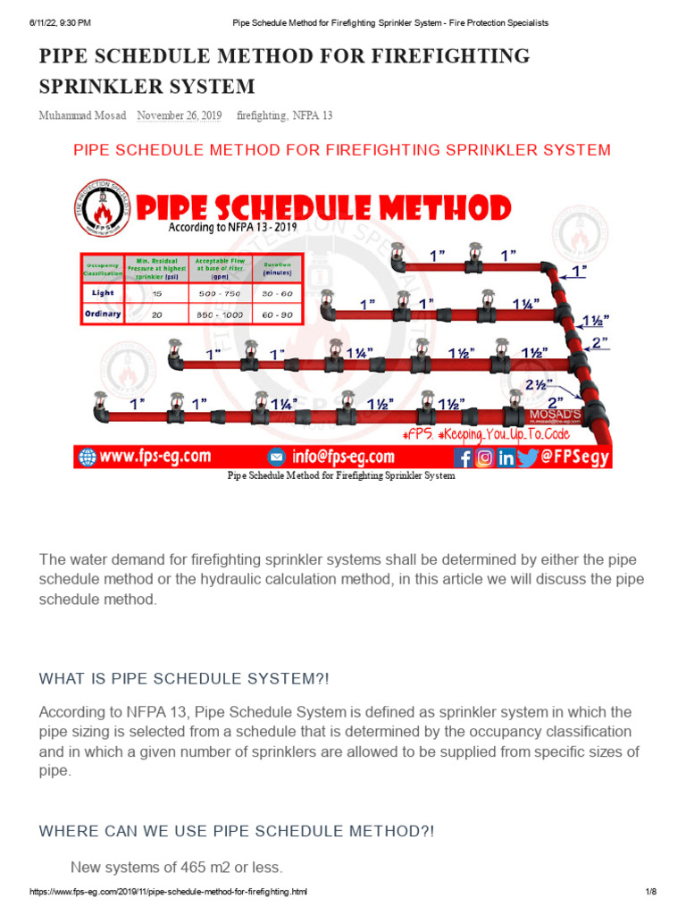 Pipe Schedule Method for Sprinklers | PDF | Fire Sprinkler System ...