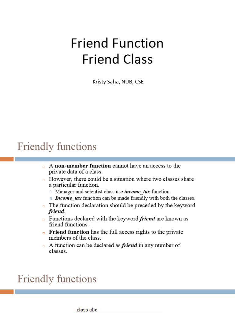Friend Function Friend Class | PDF