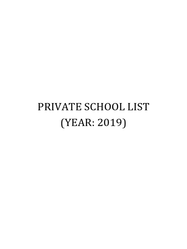 Private School Existing List 2019 | PDF
