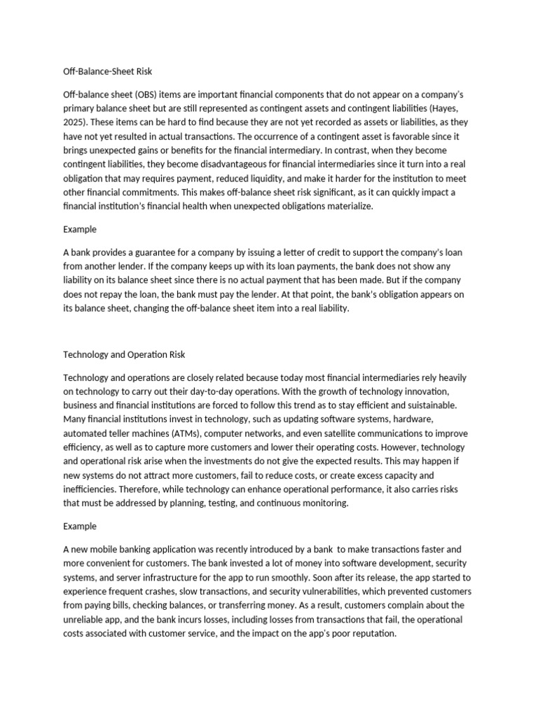 Understanding Off-Balance-Sheet Risks | PDF | Financial Risk | Banks