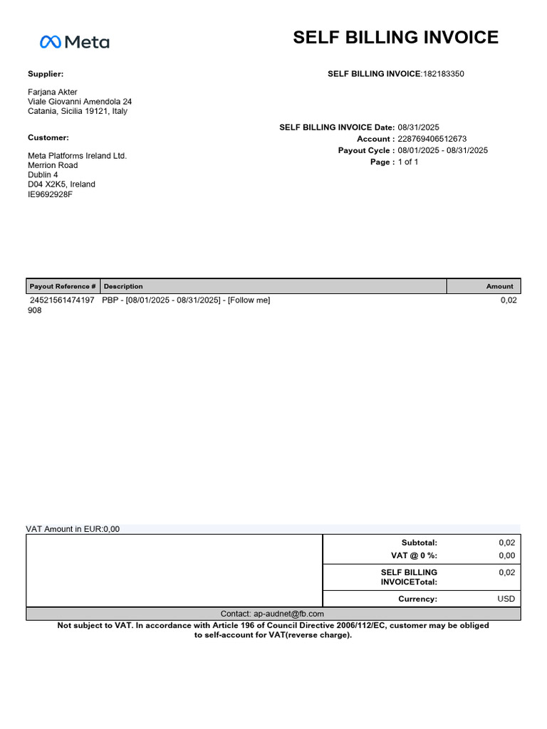 Self Billing Invoice - 182183350 | PDF | Accounting | Business Documents