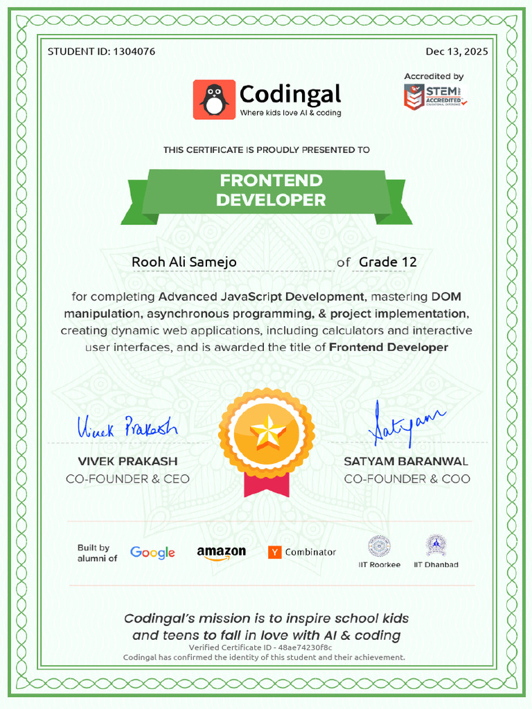 Frontend Developer Certificate | PDF