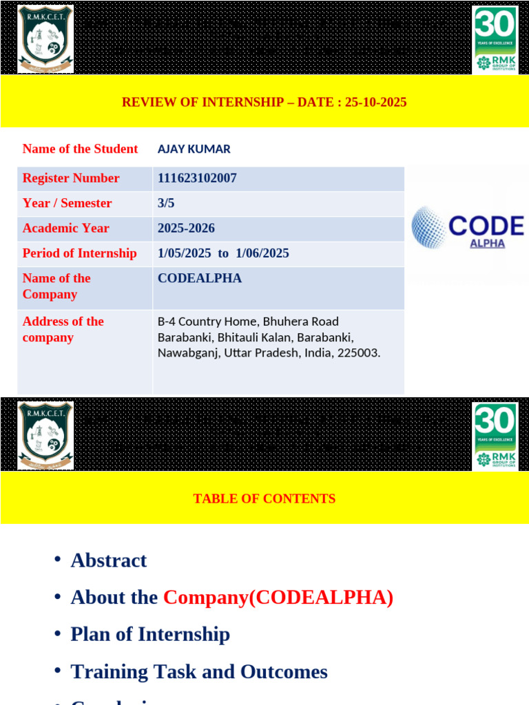 CodeAlpha Internship Review 2025 | PDF | Document Object Model | Computing