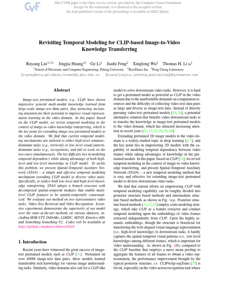 CLIP Temporal Modeling for Video Tasks | PDF | Applied Mathematics ...