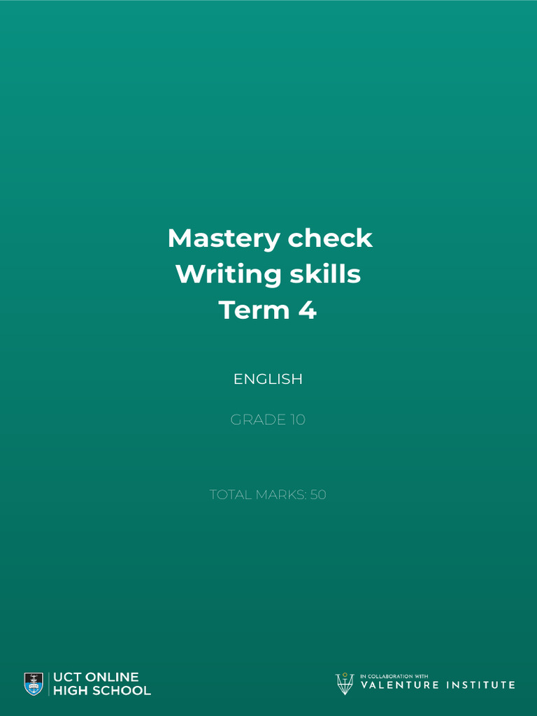 Grade 10 English Mastery Check Guide | PDF | Vocabulary | Essays