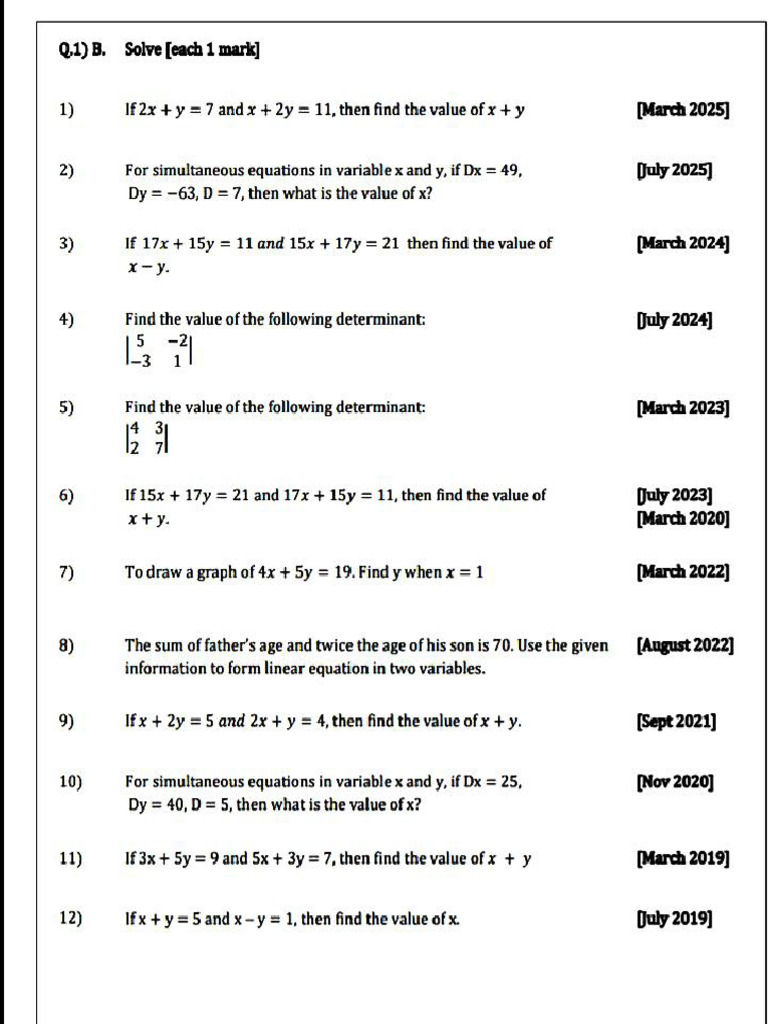 Algebra 1m Question | PDF