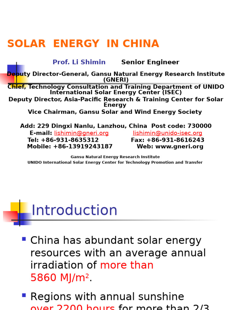 Solar Energy Development in China | PDF | Energy Production | Forms Of ...