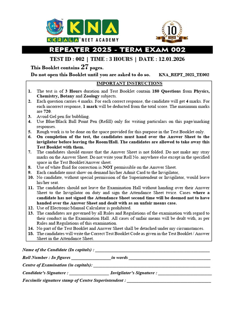 Repeater 2025 Term Exam 002 Instructions | PDF | Temperature | Inductor