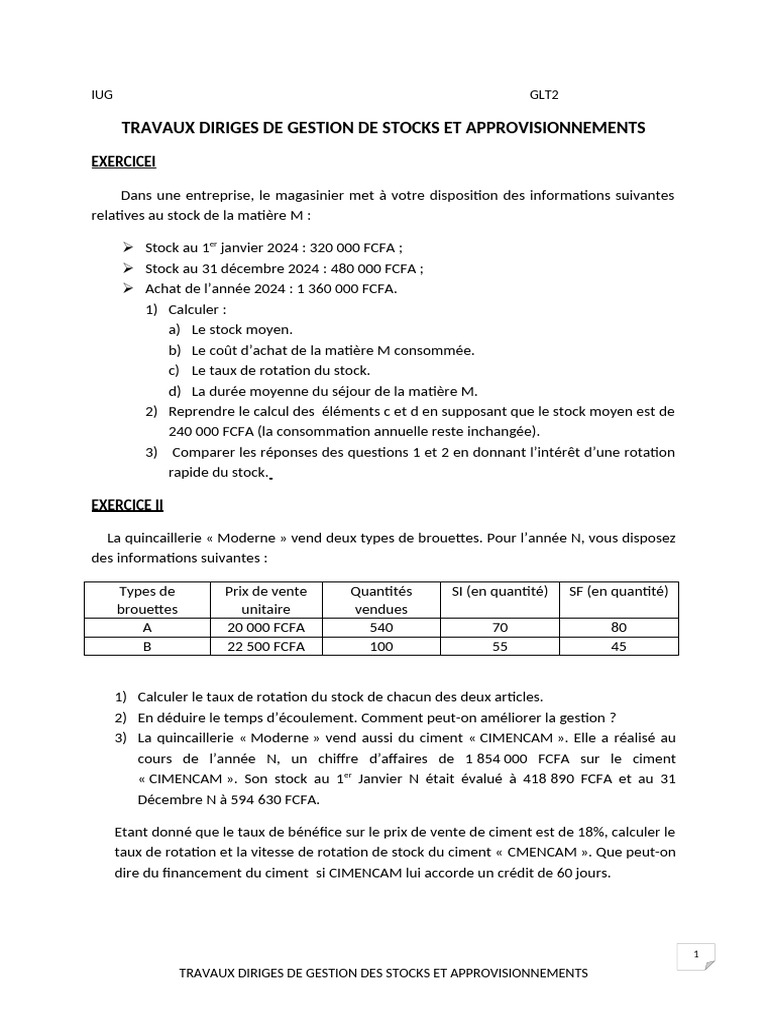 Gestion des Stocks et Approvisionnements | PDF | Inventaire | Logistique