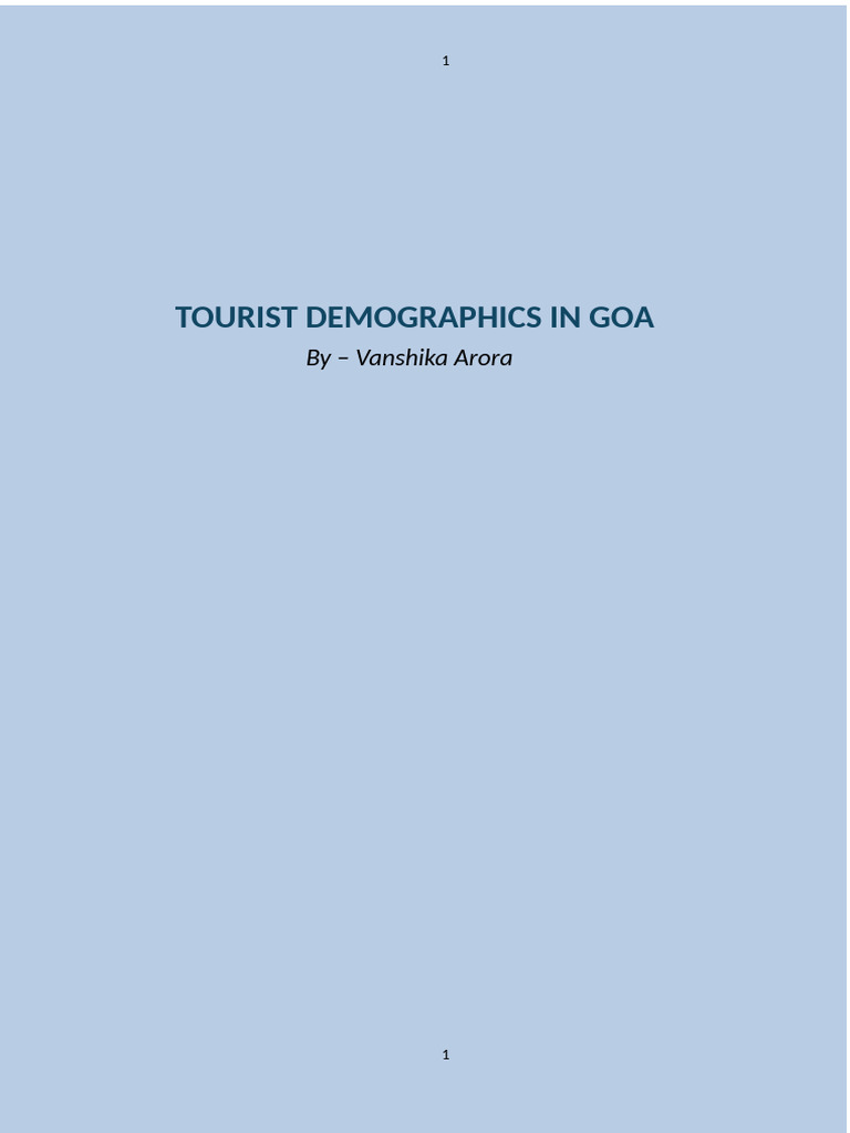 Goa Tourist Demographics Analysis | PDF