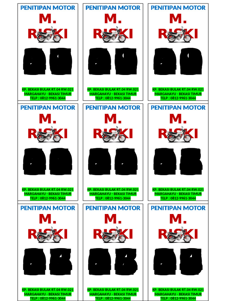 Penitipan Motor M. Riski Bekasi Timur | PDF