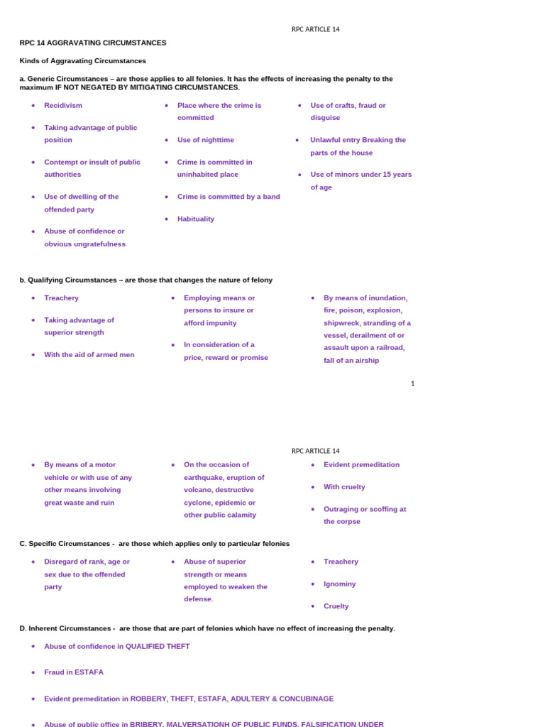 Understanding Aggravating Circumstances in RPC | PDF | Crime & Violence ...