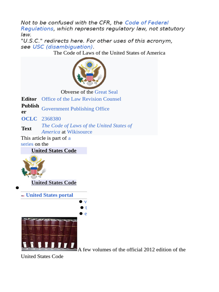The Code of Laws of The United States of America | PDF | United States ...