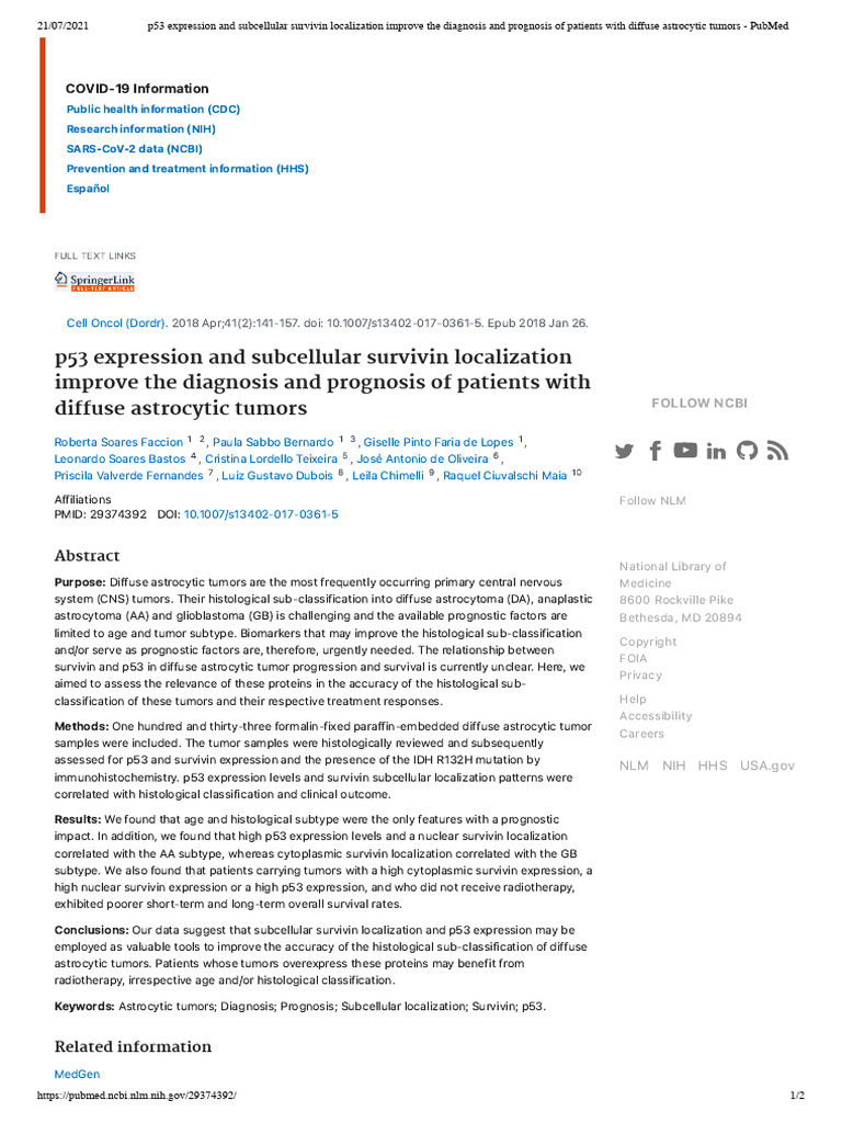 p53 Expression and Subcellular Survivin Localization Improve The ...