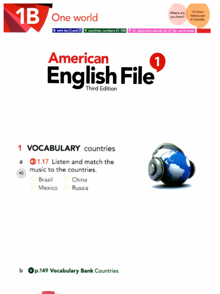 American Engish File 1 F1B Class Slides | PDF