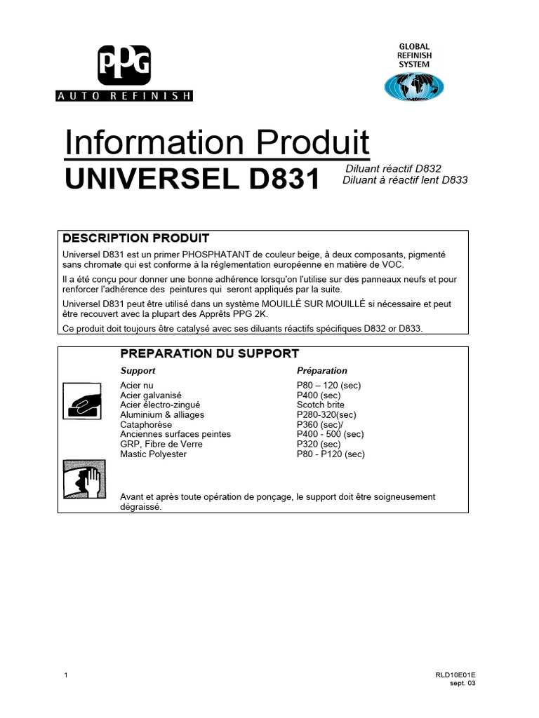 Primer Universel D831 : Guide d'Application | PDF | Matériaux