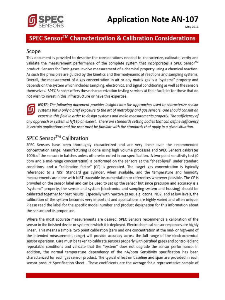 SPEC Sensor Calibration & Characterization Guide | PDF | Calibration ...