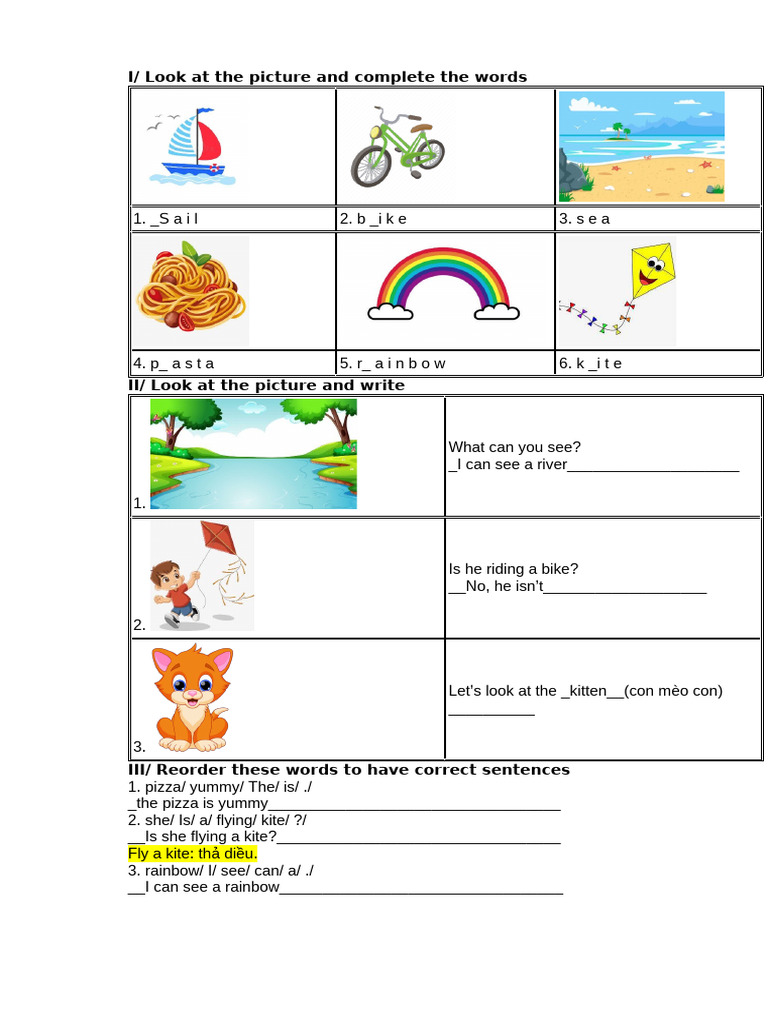Vocabulary and Sentence Practice Activities | PDF