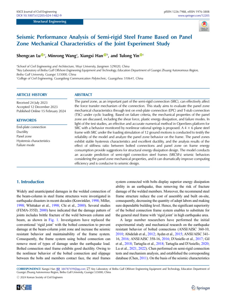Seismic Analysis of Semi-Rigid Steel Frames | PDF | Beam (Structure ...
