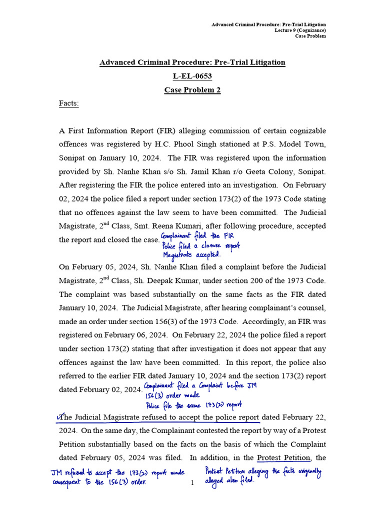 Cognizance in Criminal Procedure Case Study | PDF | Criminal Procedure ...