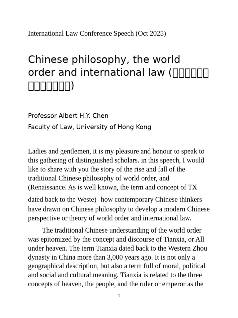 Chinese Philosophy and Global Order Insights | PDF | Emperor Of China ...