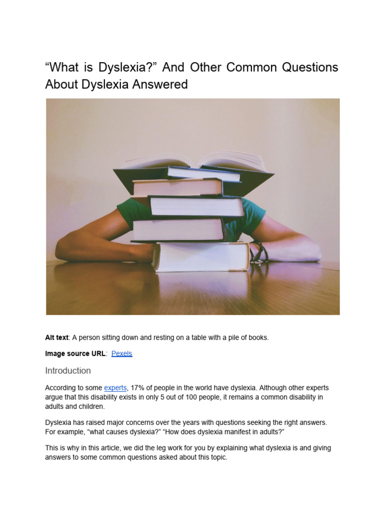 Understanding Dyslexia: Key Insights | PDF | Dyslexia | Behavioural ...