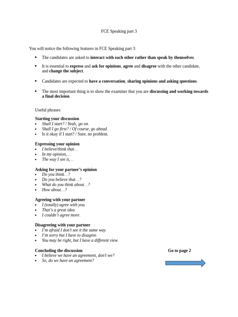 FCE Speaking Part 3: Discussion Tips | PDF