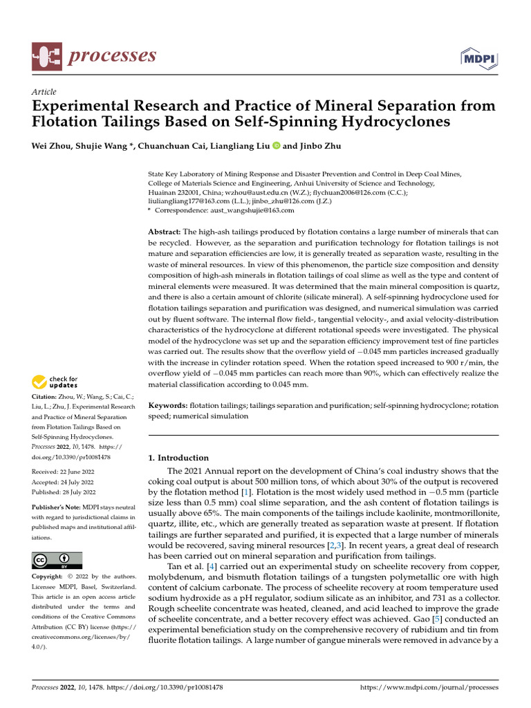 Mineral Separation from Flotation Tailings | PDF | Materials | Chemical ...