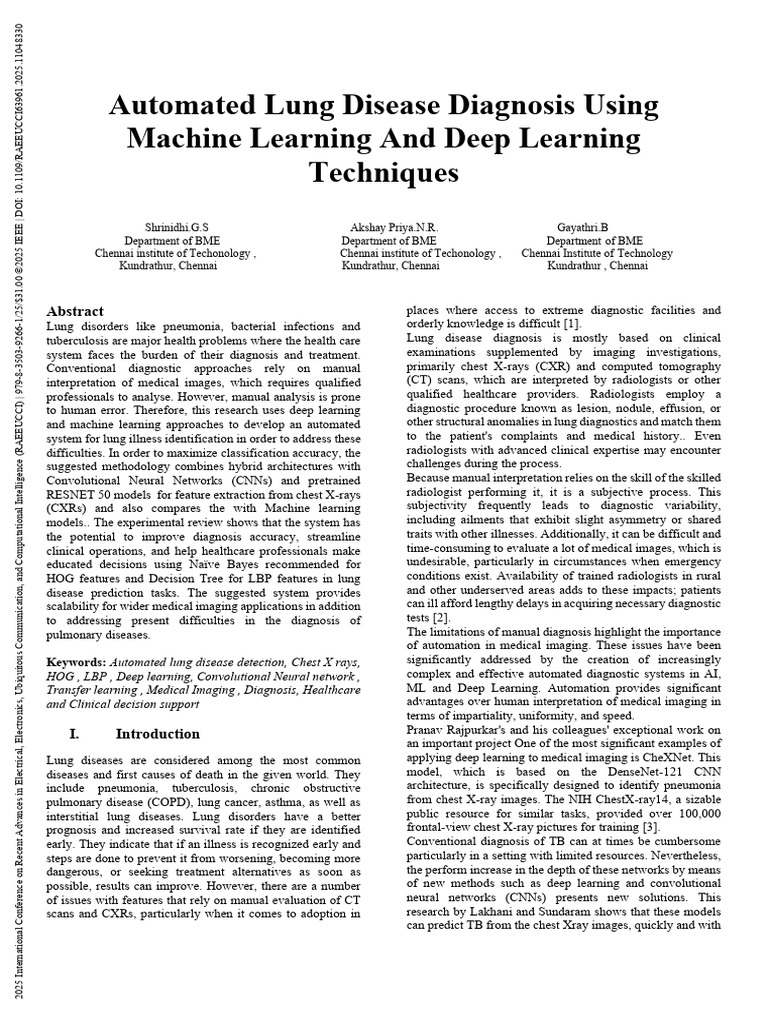 Automated Lung Disease Diagnosis AI | PDF | Machine Learning | Deep ...