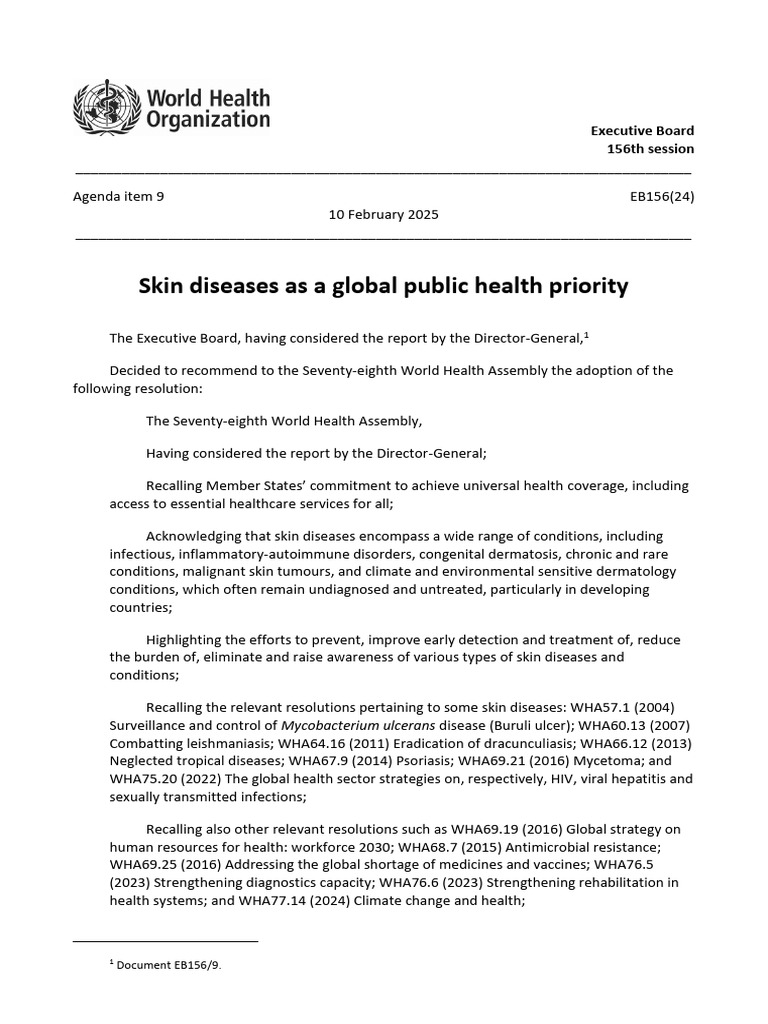 Skin Diseases: A Global Health Priority | PDF | World Health ...