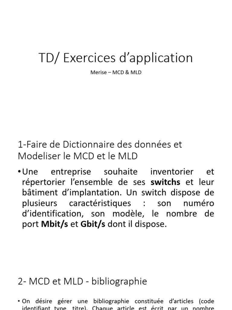 Modélisation MCD et MLD pour divers systèmes | PDF