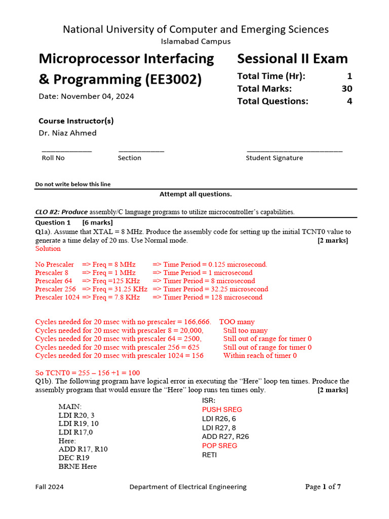 Microcontroller Programming Exam Guide | PDF | Computer Architecture ...