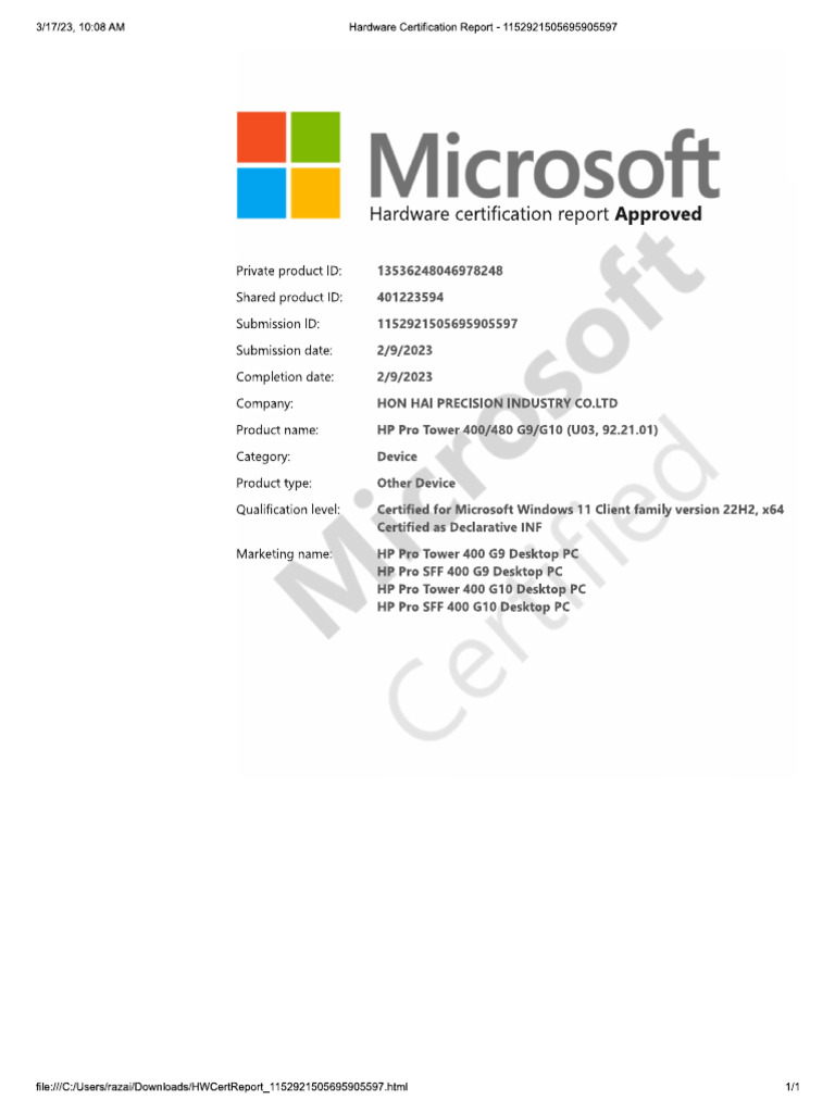 HP Pro Tower 400 G9 Desktop Windows 11 | PDF