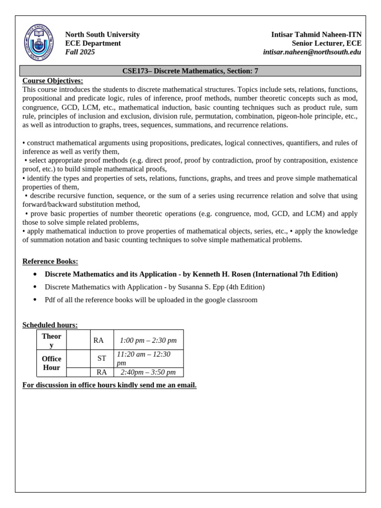 Discrete Mathematics Course Overview | PDF | Mathematical Proof ...