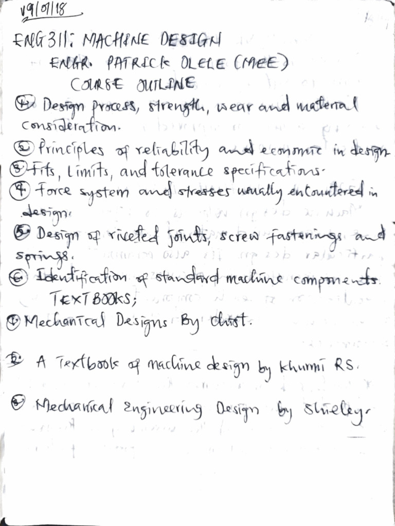 ENG 311 (Machine Design) | PDF